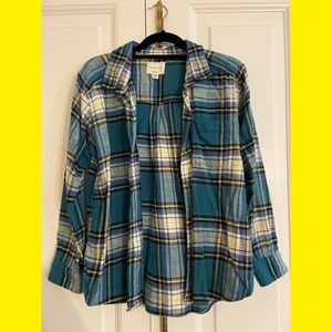American Eagle Boyfriend Fit Flannel - Blue - Women’s Size Small